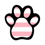Horizontal Stripes - White and Pastel Pink Magnet (Paw Print)