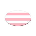 Horizontal Stripes - White and Pastel Pink Sticker Oval (10 pack)