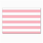 Horizontal Stripes - White and Pastel Pink Postcard 4 x 6  (Pkg of 10)
