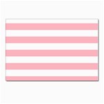 Horizontal Stripes - White and Pastel Pink Postcards 5  x 7  (Pkg of 10)