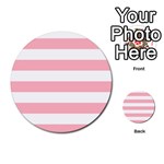 Horizontal Stripes - White and Pastel Pink Multi-purpose Cards (Round)