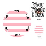 Horizontal Stripes - White and Pastel Pink Playing Cards 54 (Round)
