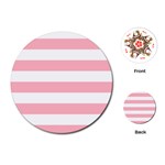 Horizontal Stripes - White and Pastel Pink Playing Cards (Round)