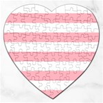 Horizontal Stripes - White and Pastel Pink Jigsaw Puzzle (Heart)