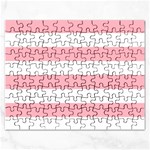 Horizontal Stripes - White and Pastel Pink Jigsaw Puzzle (Rectangular)