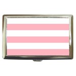 Horizontal Stripes - White and Pastel Pink Cigarette Money Case