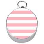 Horizontal Stripes - White and Pastel Pink Silver Compass