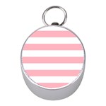Horizontal Stripes - White and Pastel Pink Silver Compass (Mini)