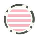 Horizontal Stripes - White and Pastel Pink Poker Chip Card Guard