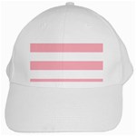 Horizontal Stripes - White and Pastel Pink White Cap