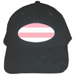 Horizontal Stripes - White and Pastel Pink Black Cap