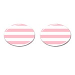 Horizontal Stripes - White and Pink Cufflinks (Oval)