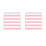 Horizontal Stripes - White and Pink Cufflinks (Square)