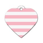 Horizontal Stripes - White and Pink Dog Tag Heart (Two Sides)