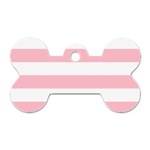 Horizontal Stripes - White and Pink Dog Tag Bone (One Side)