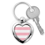Horizontal Stripes - White and Pink Key Chain (Heart)