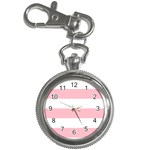Horizontal Stripes - White and Pink Key Chain Watch