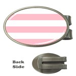 Horizontal Stripes - White and Pink Money Clip (Oval)