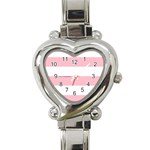 Horizontal Stripes - White and Pink Heart Italian Charm Watch