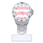 Horizontal Stripes - White and Pink Nurses Watch