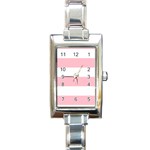 Horizontal Stripes - White and Pink Rectangle Italian Charm Watch