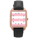 Horizontal Stripes - White and Pink Rose Gold Leather Watch