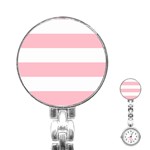 Horizontal Stripes - White and Pink Stainless Steel Nurses Watch