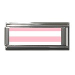 Horizontal Stripes - White and Pink Superlink Italian Charm (9mm)