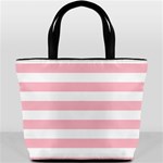 Horizontal Stripes - White and Pink Bucket Bag
