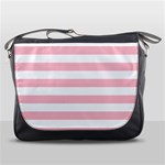 Horizontal Stripes - White and Pink Messenger Bag