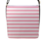 Horizontal Stripes - White and Pink Flap Closure Messenger Bag (L)