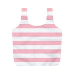 Horizontal Stripes - White and Pink Full Print Recycle Bag (M)