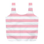 Horizontal Stripes - White and Pink Full Print Recycle Bag (L)