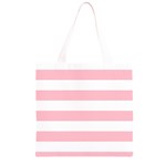 Horizontal Stripes - White and Pink Grocery Light Tote Bag