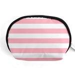 Horizontal Stripes - White and Pink Accessory Pouch (Medium)