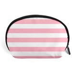 Horizontal Stripes - White and Pink Accessory Pouch (Large)