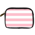 Horizontal Stripes - White and Pink Digital Camera Leather Case