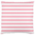 Horizontal Stripes - White and Pink Large Cushion Case (Two Sides)