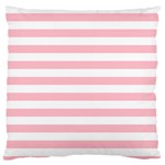 Horizontal Stripes - White and Pink Large Flano Cushion Case (Two Sides)