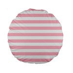 Horizontal Stripes - White and Pink Standard 15  Premium Round Cushion