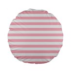 Horizontal Stripes - White and Pink Standard 15  Premium Flano Round Cushion