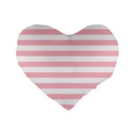 Horizontal Stripes - White and Pink Standard 16  Premium Heart Shape Cushion