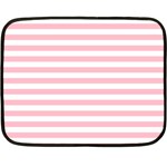 Horizontal Stripes - White and Pink Double Sided Fleece Blanket (Mini)