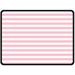 Horizontal Stripes - White and Pink Fleece Blanket (Large) (One Side)