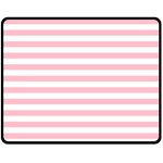 Horizontal Stripes - White and Pink Fleece Blanket (Medium) (One Side)