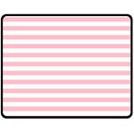 Horizontal Stripes - White and Pink Double Sided Fleece Blanket (Medium) (Two Sides)