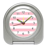 Horizontal Stripes - White and Pink Desk Alarm Clock