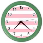 Horizontal Stripes - White and Pink Color Wall Clock