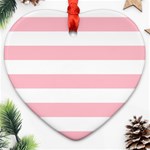 Horizontal Stripes - White and Pink Ornament (Heart)