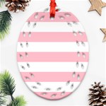 Horizontal Stripes - White and Pink Oval Filigree Ornament (Two Sides)